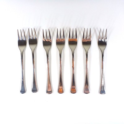 Vtg Set 7 Michsaf Salad Forks 18-10 Stainless Steel Israeli Co Unknown Pattern