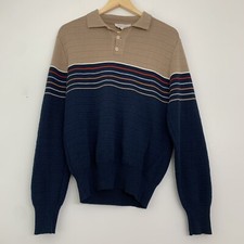 Vintage 80s Unisex Medium Greg Richard Acrylic Androgyny Collared Knit Sweater