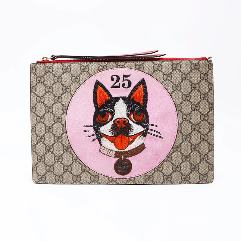 Sac pochette GUCCI GG Supreme Dog Bosco beige WS12338