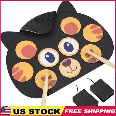 Portable Kids Electronic Drum Set All In One Rechargeable Pad MIDI Recording Fun