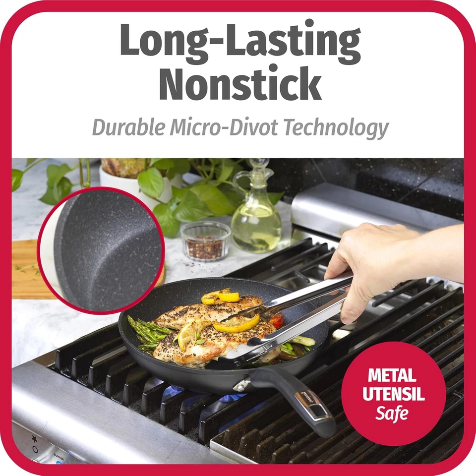 GoodCook 12-Piece Micro-Divot Nonstick Aluminum Cookware Set Assorted, Black - Image 3 of 4