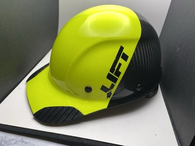 DAX Carbon Fiber Cap Style Lift Safety Hard Hat 50/50 Black+ Lime worn once