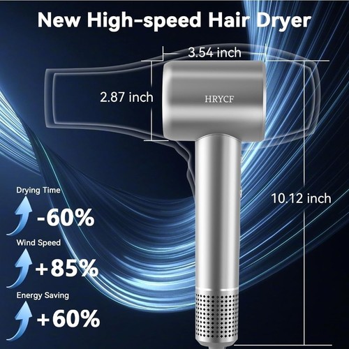 High Speed Salon Hair Dryer Negative Ion Quiet with Nozzle Diffuser Thick Hair - Picture 2 of 6