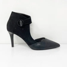 Nine West Womens RomCom Black Leather Pointed Toe D Orsay Heels Size 7.5 M