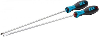 OX Tools Pro 2 Piece Long Screwdriver Set - 300mm Length, Blue,red (OX-P363302)