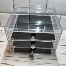 Clear Acrylic Jewelry Container/Organizer/3-black Cloth Lined Drawers