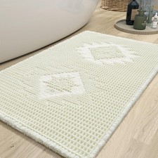 Waffle Bathroom Runner Rug, Super Absorbent Bath Mat, Machine Washable Non Sl...