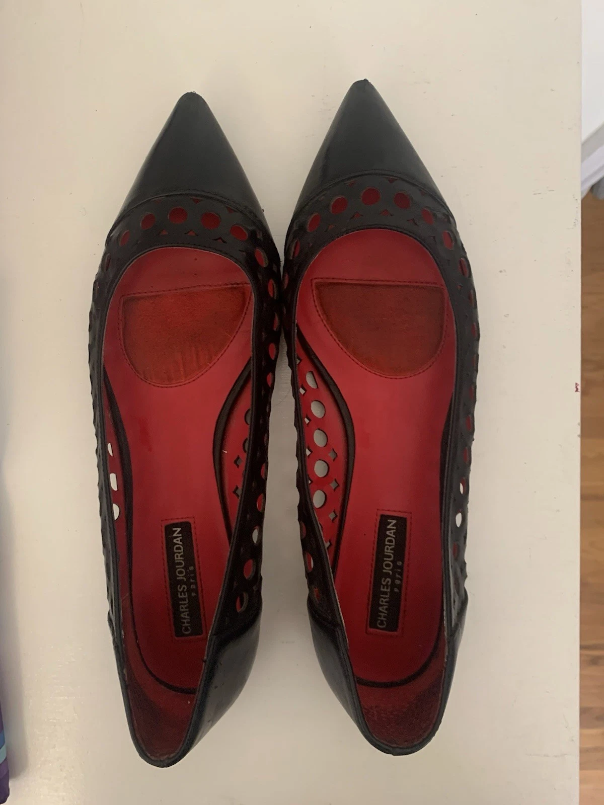 JORDAN Ballerine Charles Jourdan nere mod ritagli a cerchio 9