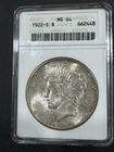 ANACS Soapbox 1922 S Peace Dollar MS64 United States Silver Coin 90% Unc BU US