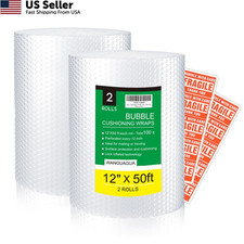 2pk 12 x 100ft Total Bubble Packing Wrap Perforated 12 Shipping Supplies New