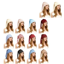 Unisex Long Tube Hat Adjustable Drawstring Night Sleeping Stocking Hat Party Cap