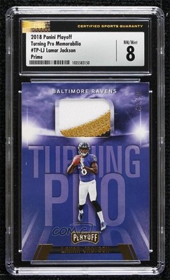 2018 Playoff Turning Pro Memorabilia Prime 43/50 Lamar Jackson Rookie RC 4h2