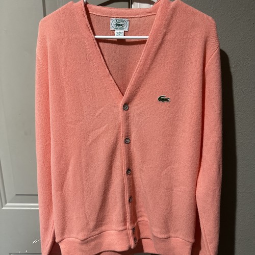 90'S IZOD acrylic knit cardigan, made in the USA, men's size L, vintage acrylic green type Vintage Second Hand