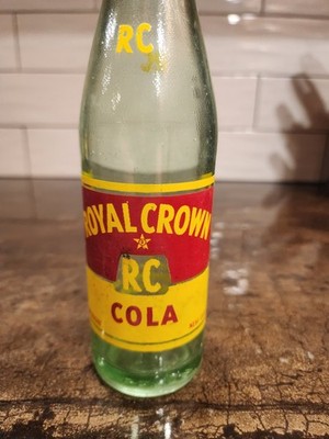 Vintage RC Royal Crown Cola Bottle Green Glass 10 oz Nehi Embossed 1950s