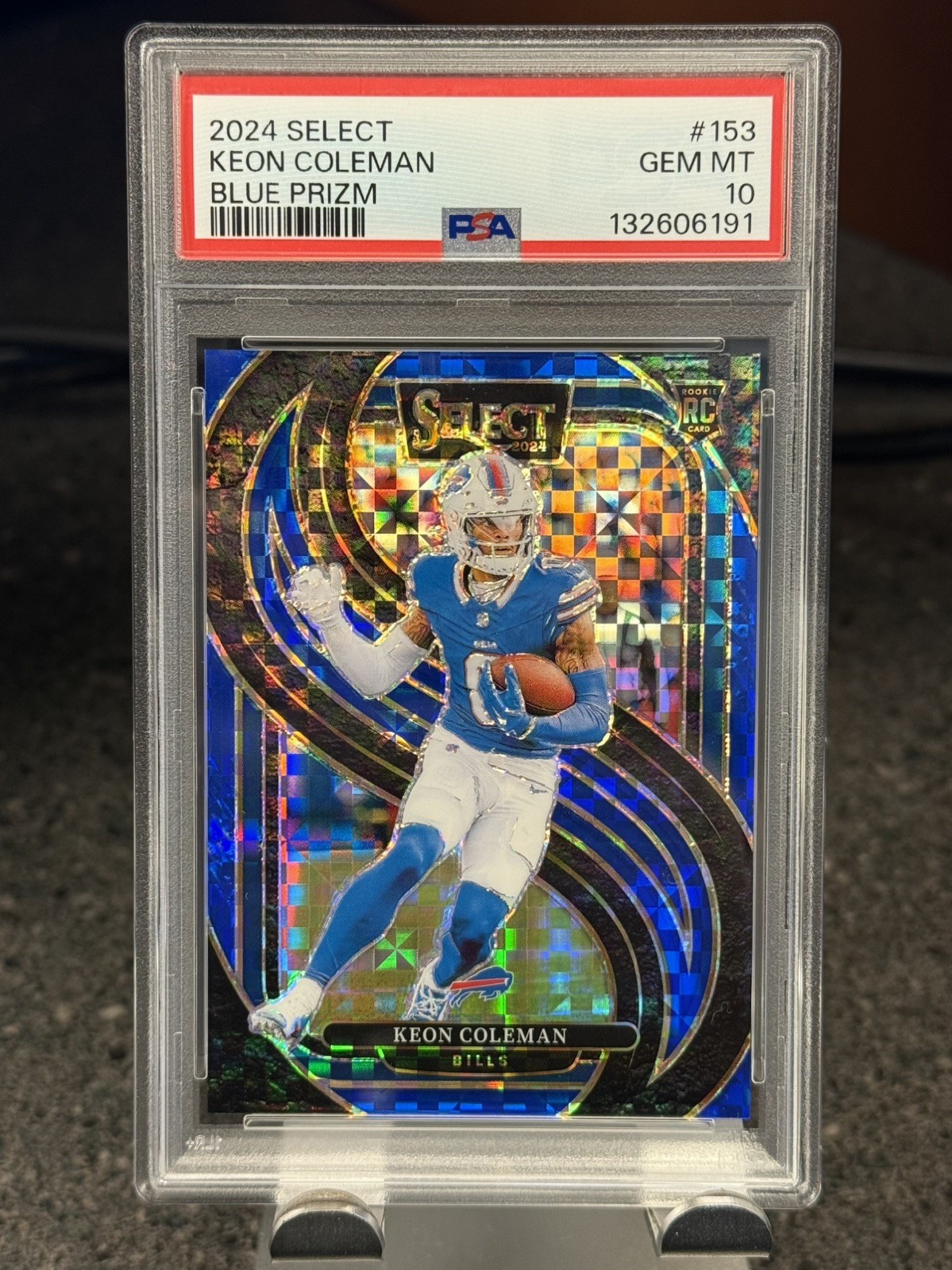 KEON COLEMAN 2024 SELECT PREMIER LEVEL ROOKIE BLUE RC /175 PSA 10