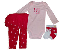 Baby Girl's Valentine's Day Outfit  Socks Carters Size 9M NEW Bodysuit  Pants
