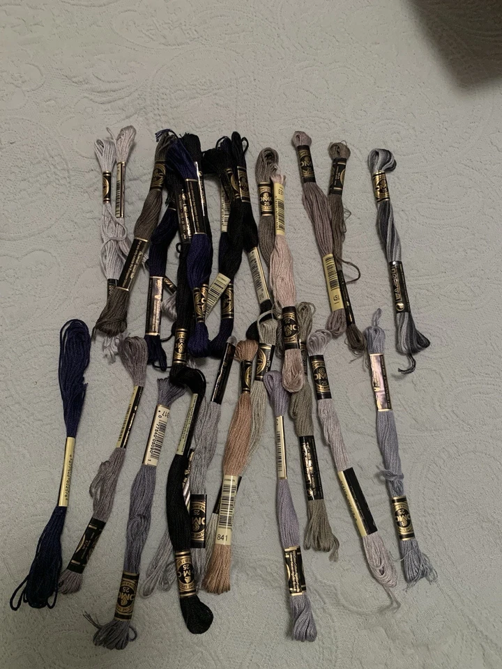 20+ DMC 6-Strand Embroidery Cotton 8.7yd-mixed BLACK AND GRAY Several For Sale - Image 2 of 4