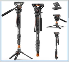 COMAN Monopod KX3232, 73.2in, Aluminum, Q6 Fluid Head, Max Load 22 Lbs