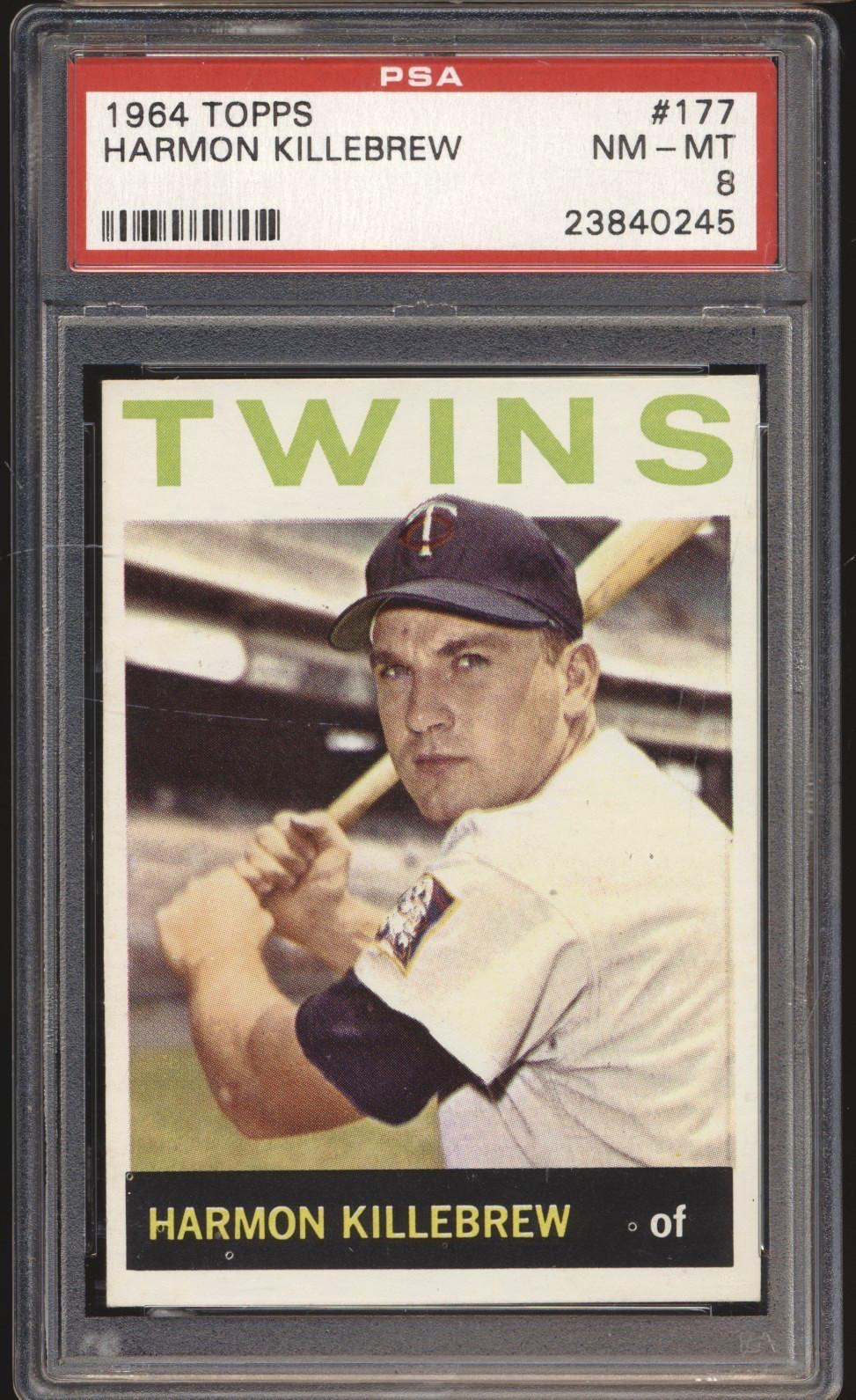1964 Topps #177 Harmon Killebrew Twins HOF  PSA 8 NM-MT CENTERED