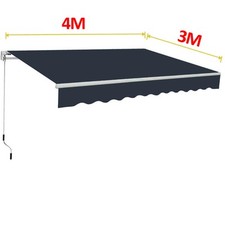 Image of 2/2.5/3/4m Retractable Manual Awning Patio Garden Canopy Sun Shade Shelter Blue