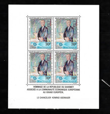 Bénin, Dahomey 1967 Bloc Feuillet Poste aérienne Chancelier Adenauer Neuf