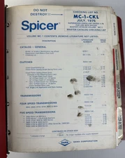Spicer # MC-1-CKL Power Train Components  Clutches & Trans Master Catalog 1975