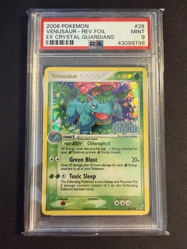 2006 POKEMON EX CRYSTAL GUARDIANS #28 VENUSAUR-REV.FOIL REVERSE STAMPED PSA 9