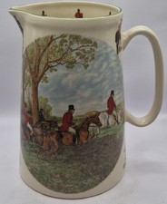 8.75" Tall "The Famous Herring Hunting Scenes" Jug Heron Cross Pottery VTG