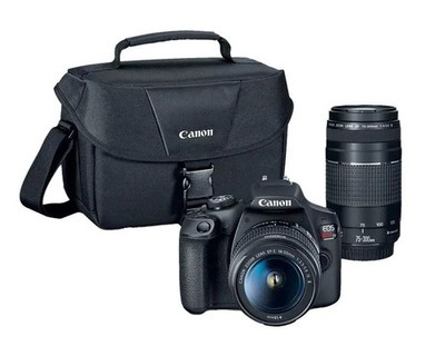 Canon EOS Rebel T7 - Body, 2 Lenses, Bag, Strap, Charger & Bat. - Free Shipping