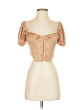 Kendall & Kylie Women Brown Short Sleeve Blouse XS