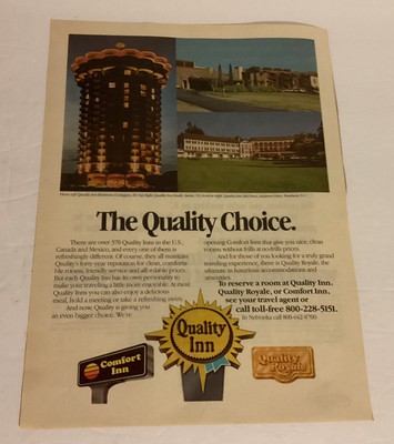 1981 The Quality Choice Print Ad Comfort Inn Quality Inn Quality Royale 