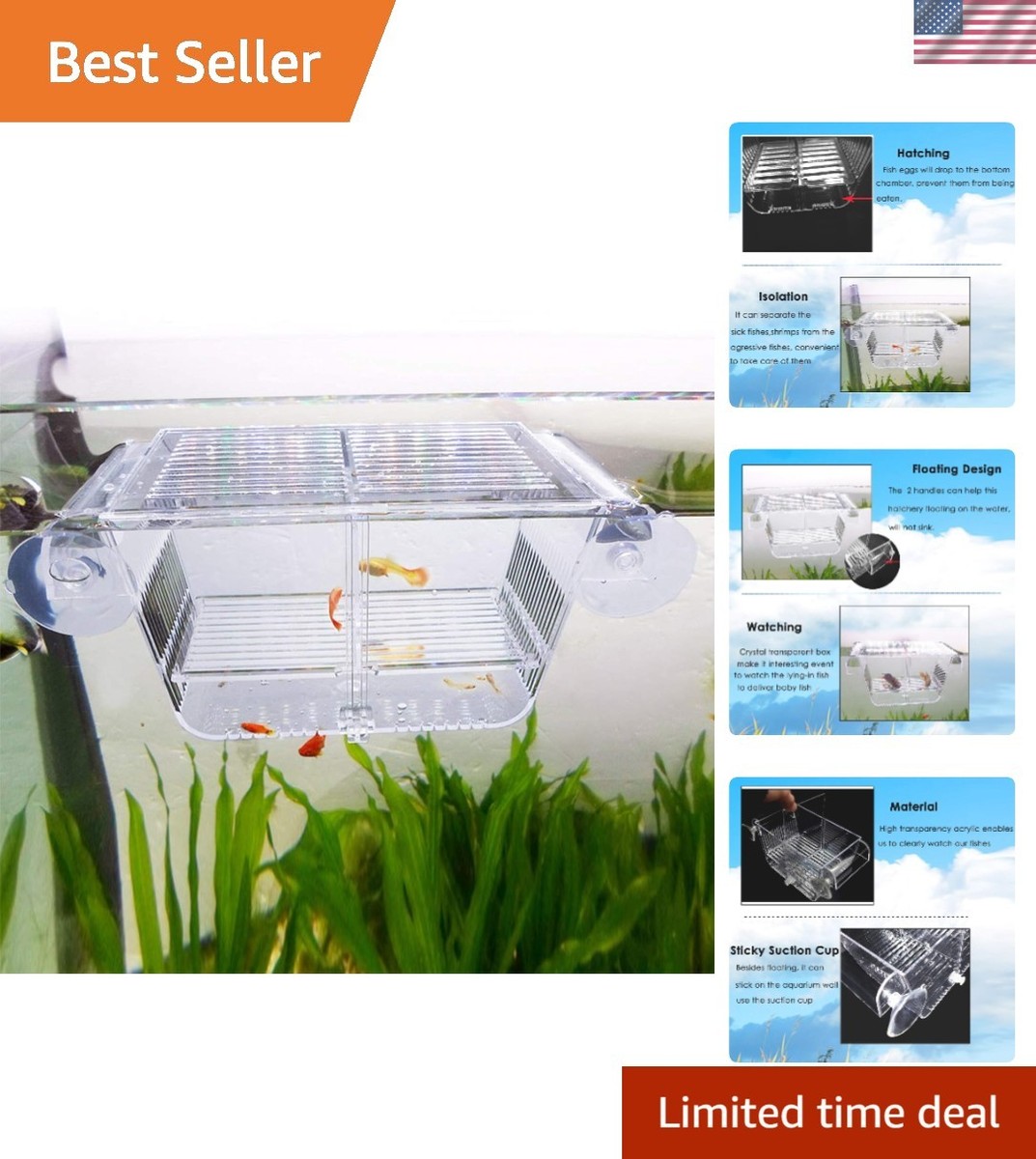 Space-Saving Fish Isolation Box - Ideal Hatchery for Newborn Fry &  Clownfish | eBay