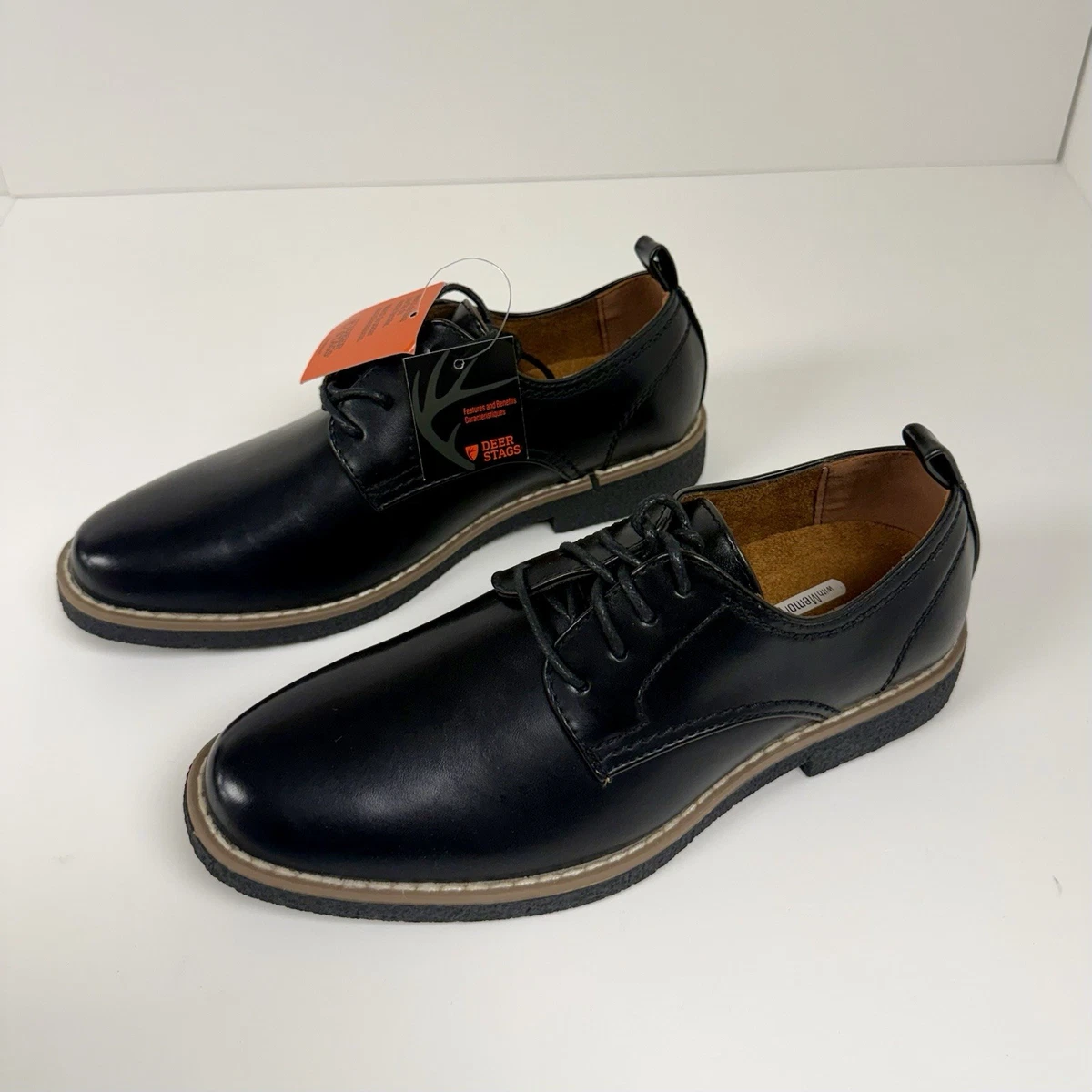Deer Stags ACE Men\'s Black Oxford Dress Shoes Simulated Leather Square Toe 5.5M Deer Stags Boy Black Shoes for Boys for sale | eBay main image 3