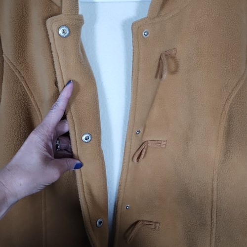 Denim + Co Damen L Fleecejacke Mantel camel hellbraun Knebel Kapuze Sherpa gefüttert - Bild 9 von 11