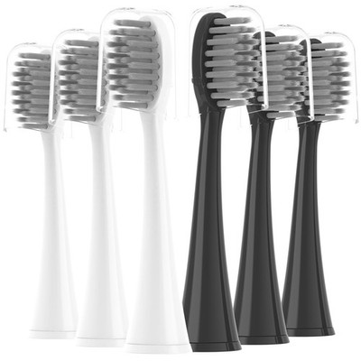 Toothbrushes Replacement 1 Count (Pack of 6), Two-color Set (Black, White) 