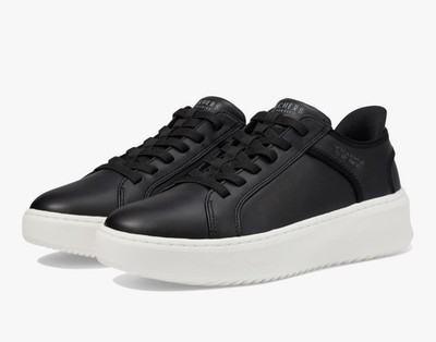 New No Box Skechers Men's US 8.5 Wide Court Break Sneakers Black With White Sole