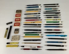 37 Vintage Mechanical Pencils Lot Advertising Pentel Pilot Berol Large Pencil