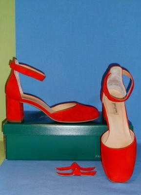 NEUwertig in OVP - PAUL GREEN Pumps elegant rot Wild-Leder Riemchen UK 7