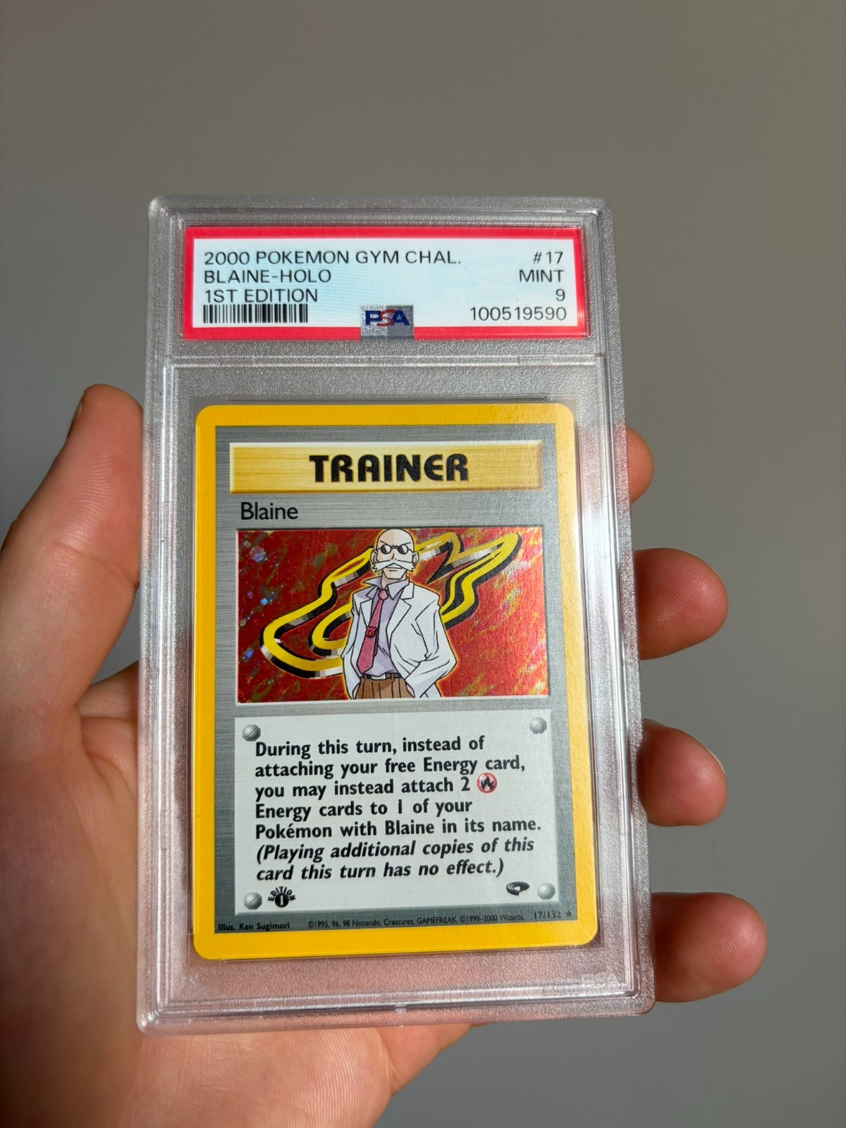 Blaine 1st Edition Holo 2000 Pokemon Gym Challenge #17 PSA 9