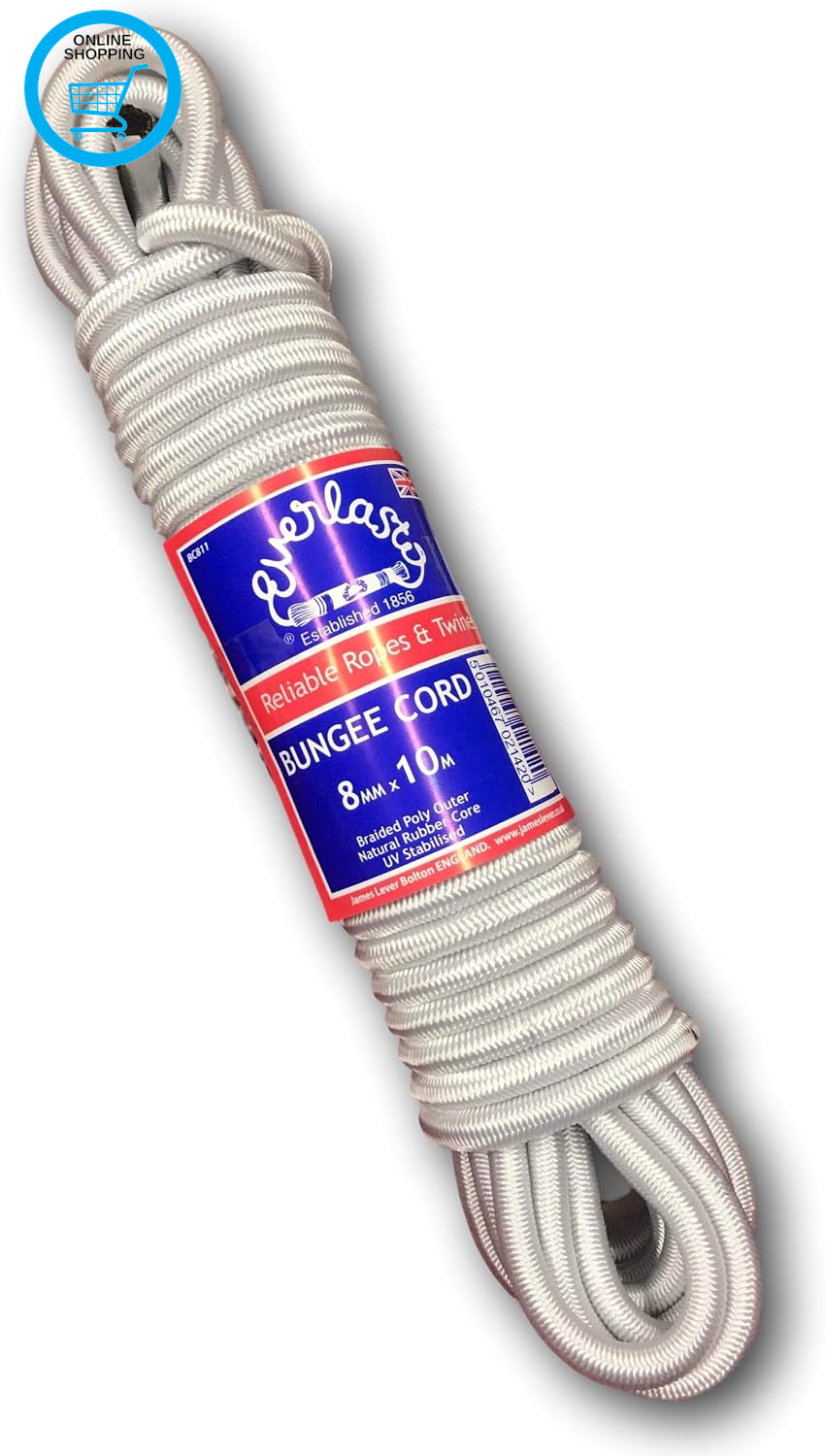LASTOFLEX BUNGEE CORD WHITE 8MM CHOOSE LENGTH (10M)