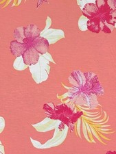 Hawaiian Hibiscus Jersey Knit Fabric Poly Cotton Tropical By the Yard