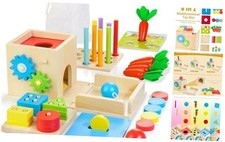 Wooden Montessori Baby Toys - 8-in-1 Wooden Play Kit Includes Object Permanent