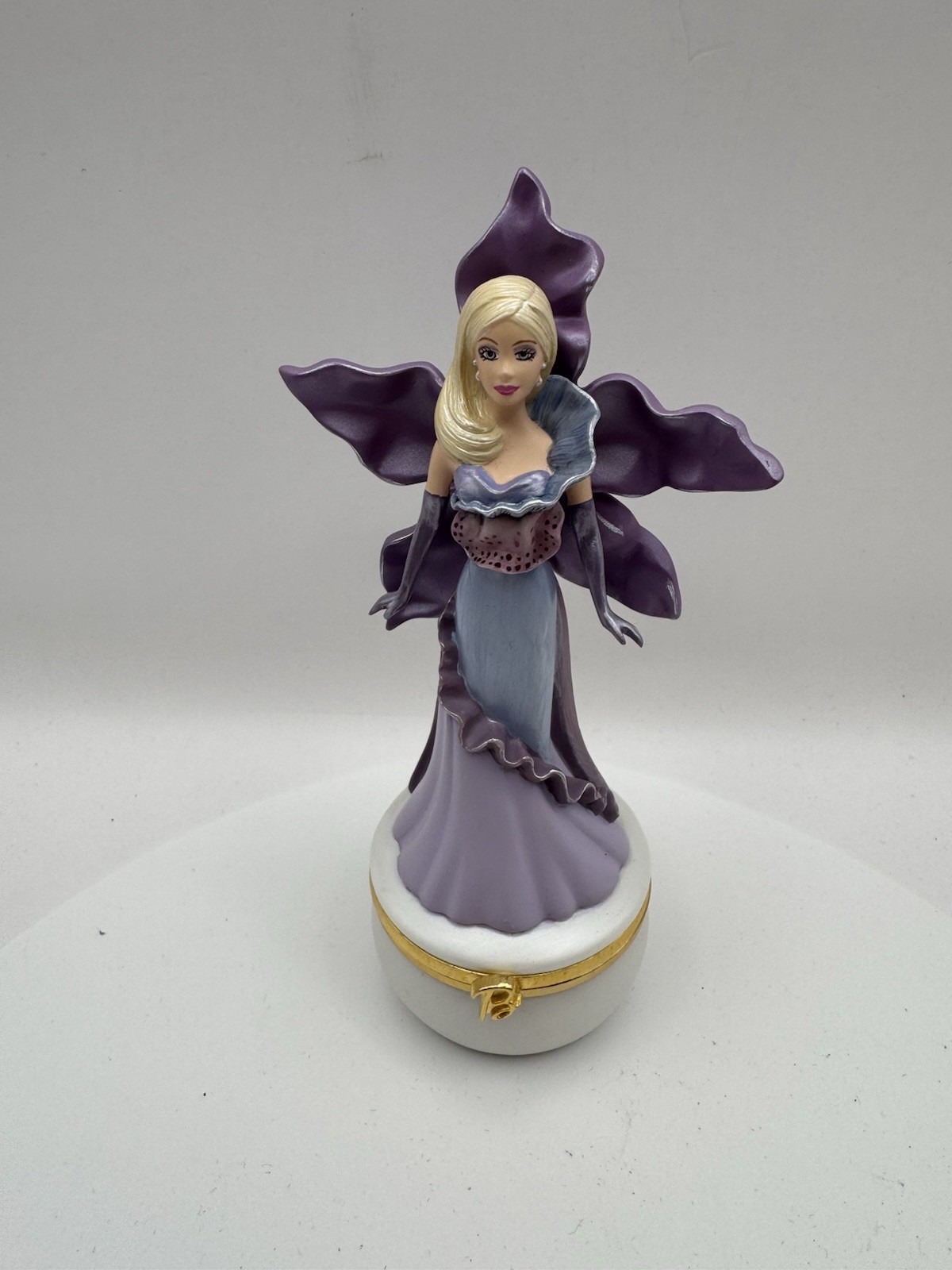 Barbie Mattel Trinket Box 2002 Purple Flower Hinged Collectible