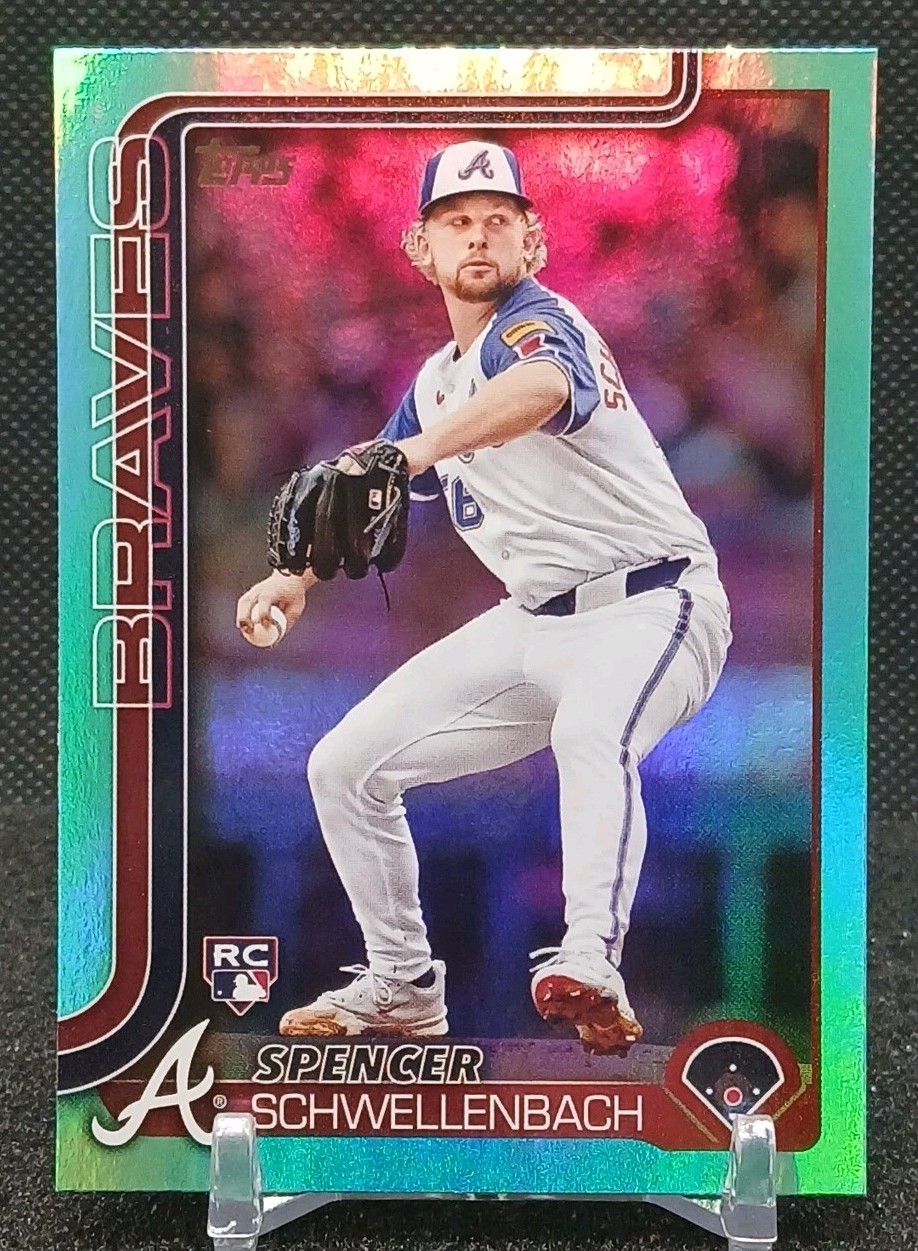 Spencer Schwellenbach Aqua Rainbow Foil RC 2025 Topps Series 1 #103 Braves 
