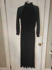 Vintage Black High Neck Sheer Maxi Dress with Vintage Slip No Size Witch Goth
