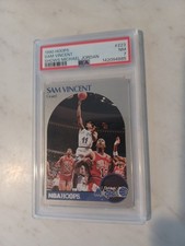 1990-91 NBA HOOPS Sam Vincent #223 Michael Jordan #12 Jersey PSA 7 NM HOF