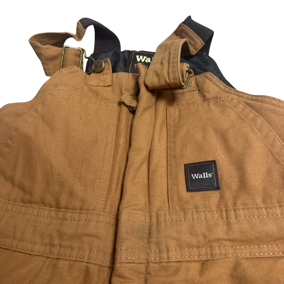 Walls Tough Wear Brown Insulated Bib Overalls Kids Grow System Size Large - Image 3 of 4