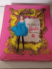 Barbie The World Of Barbie Doll Pink Travel Carrying Case Vintage 1968 W/ Clothe