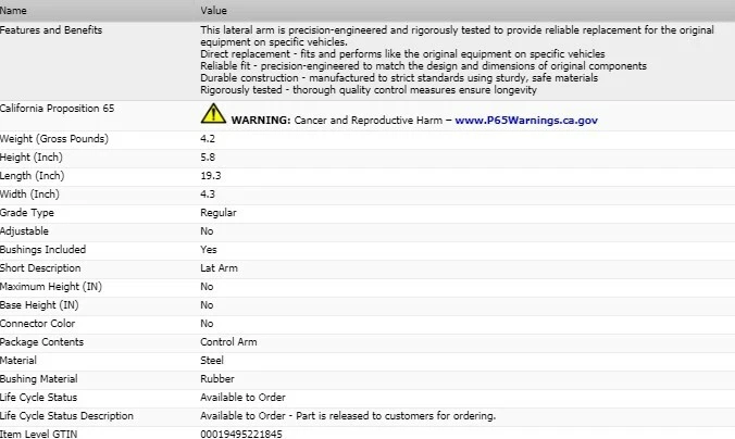 Brazo de control superior trasero Dorman para 1980 Oldsmobile 98 Foto 3 de 4