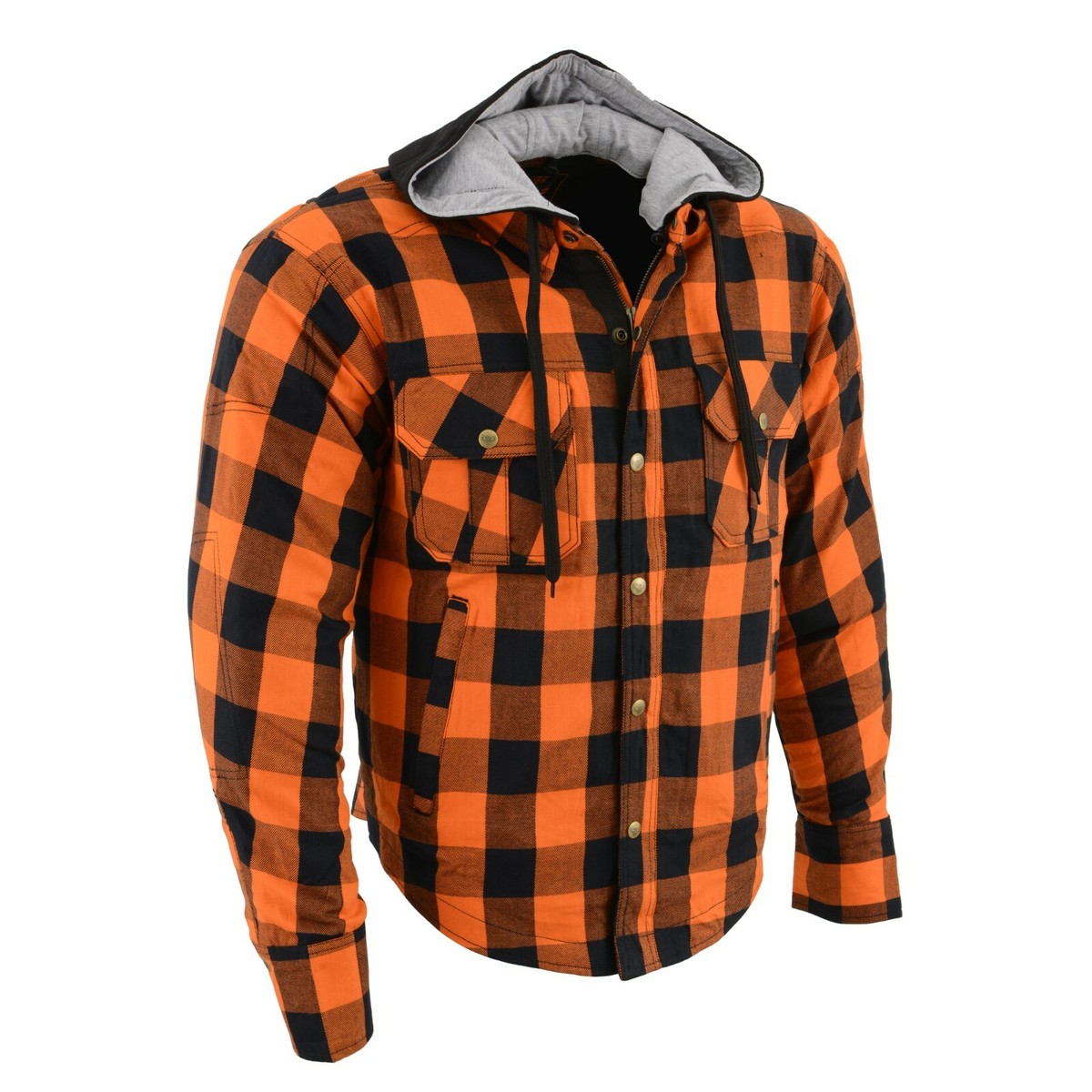 トップス mopo Milwaukee Leather 1642 Men's Hooded Flannel Biker Shirt W